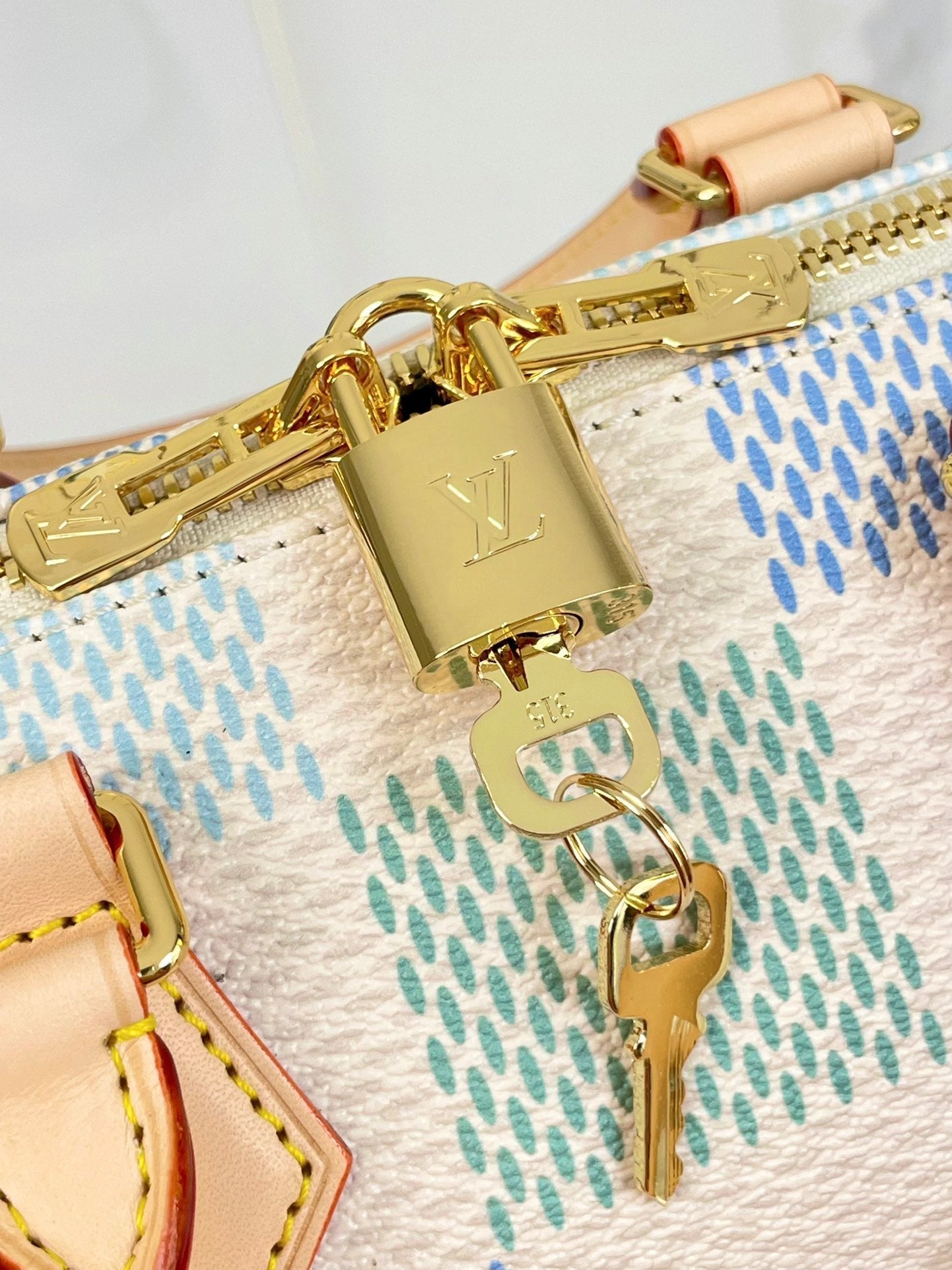 LOUIS VUITTON SPEEDY BANDOULIÈRE 20 IN PISTACHIO DAMIER GIANT CANVAS GOLD HARDWARE
