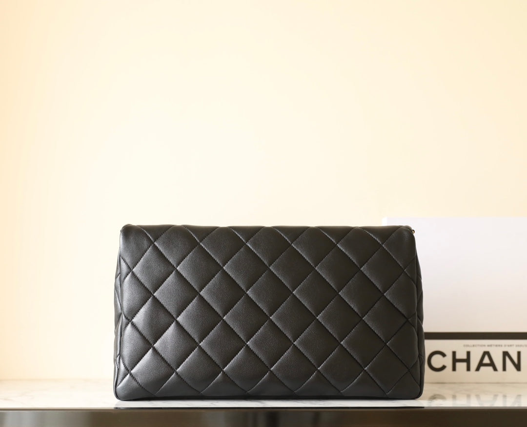 CHANEL 25S TOTE 36 CM IN BLACK LAMBSKIN WITH GOLD HARDWARE