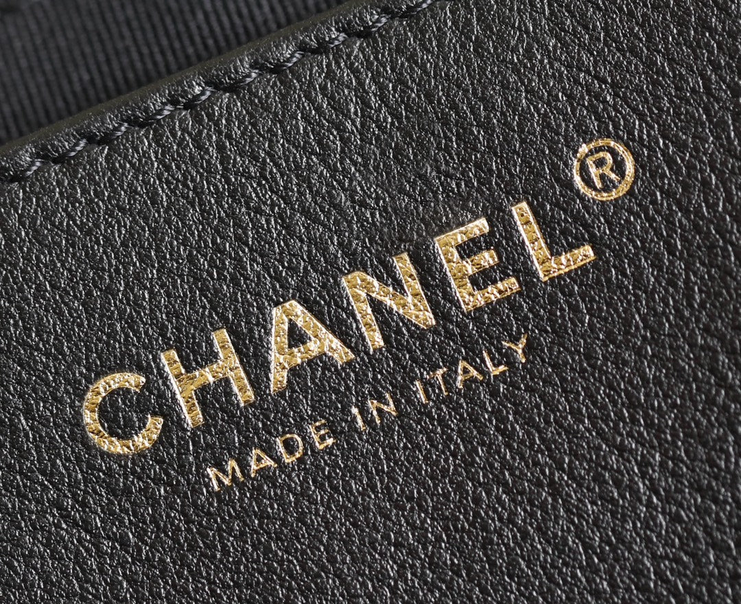 CHANEL 25S TOTE 30 CM IN BLACK LAMBSKIN WITH GOLD HARDWARE