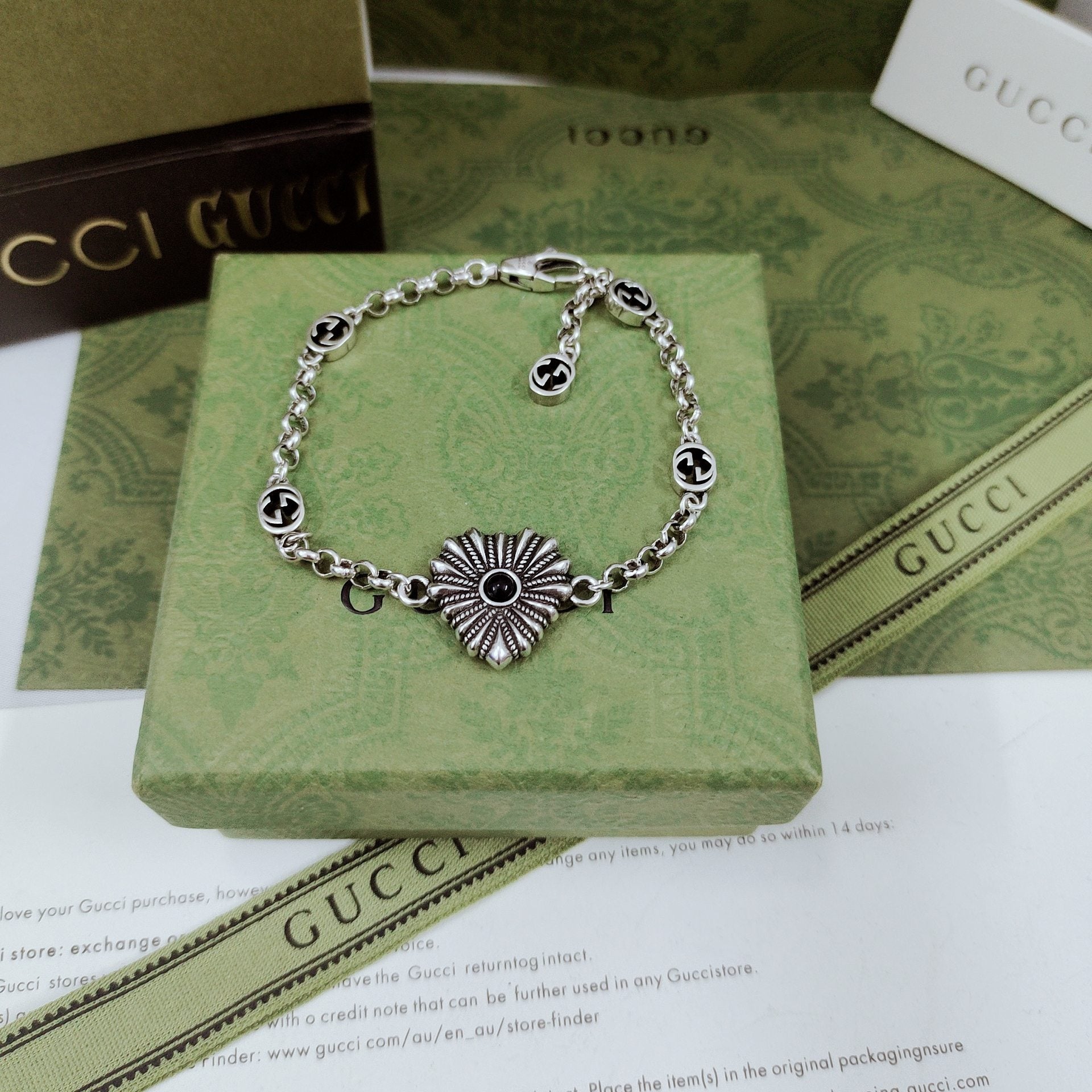 Double Gucci Interlocking Gucci Heart Bracelet