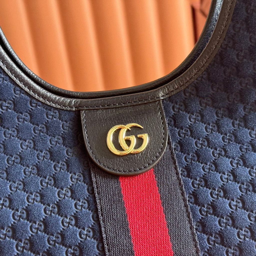 GUCCI 25S GIGLIO LARGE TOTE BAG 25 CM IN CHARCOAL GRAY CANVAS