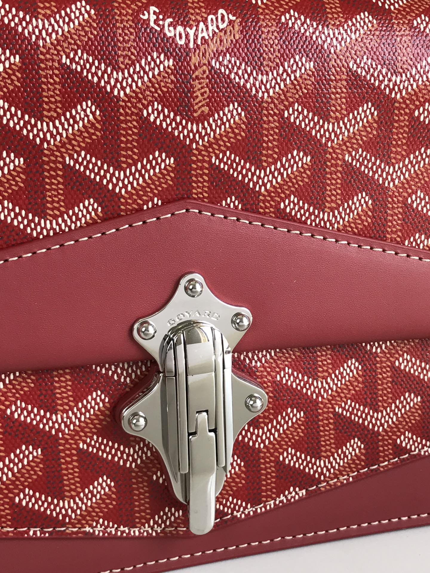 DUCHESSE MARIE-CAROLINE BAG 25 IN RED GOYARDINE CANVAS AND SMOOTH CALFSKIN